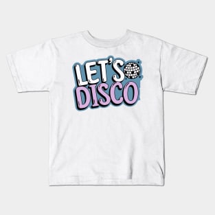 DISCO  - Let's Disco Mirror ball (blue/lavender) Kids T-Shirt